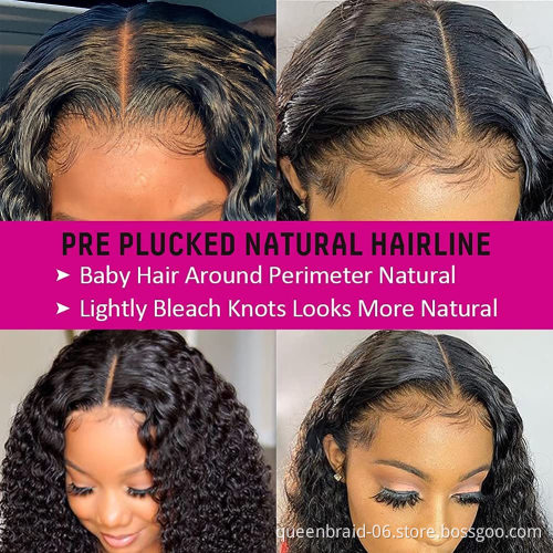 Water Wave Lace Front Wigs Human Hair 4x4 Lace Closure Wigs for Black Women Brazilian Virgin Hair Wet and Wavy Wig Natural Color